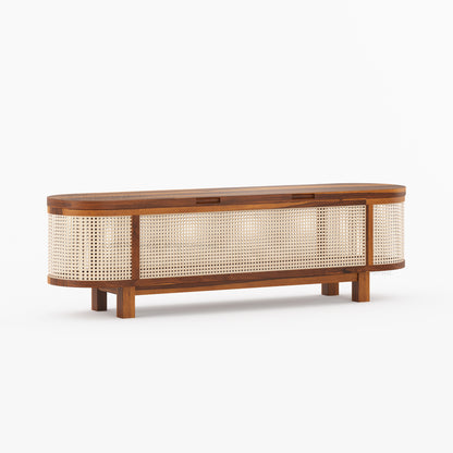 Davis Solid Wood &amp; Cane Storage Bench