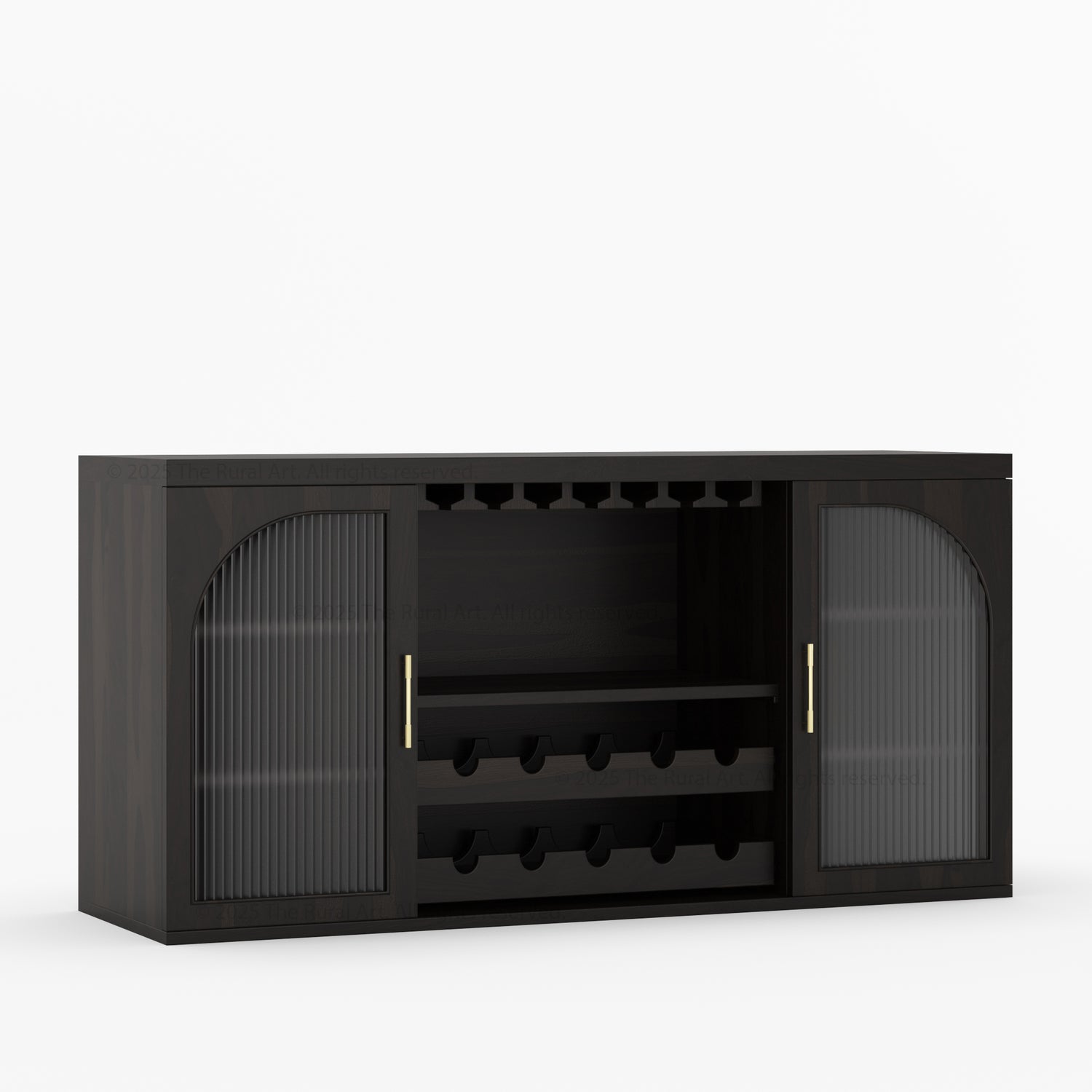 Shelbyville Arched Fluted-Glass Wine Bar Cabinet