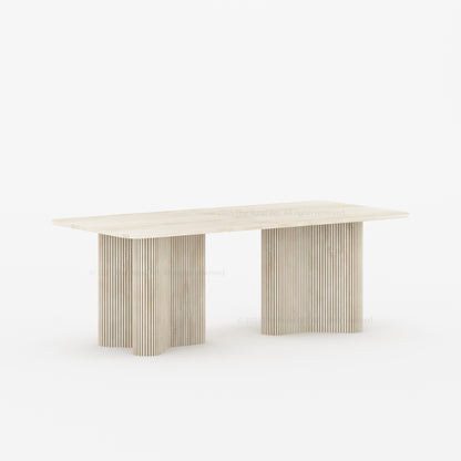 Valdez Fluted Solid Wood Dining Table with Wood or Marble Top