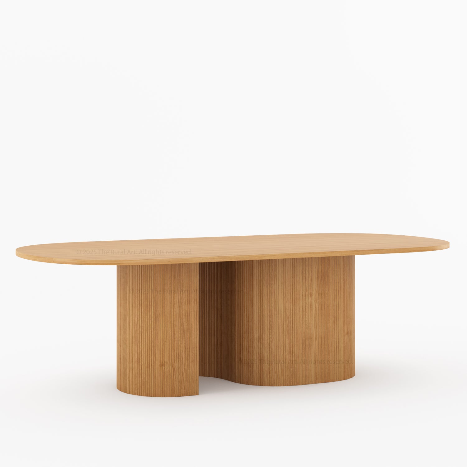 Connersville Modern Stone Top Dining Table with Sculptural Fluted Pedestal Base
