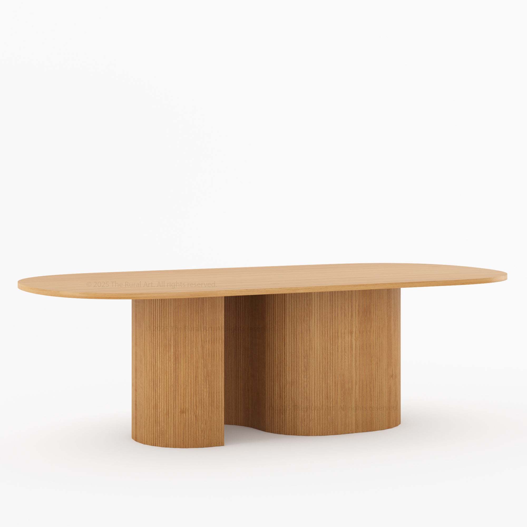 Connersville Modern Stone Top Dining Table with Sculptural Fluted Pedestal Base