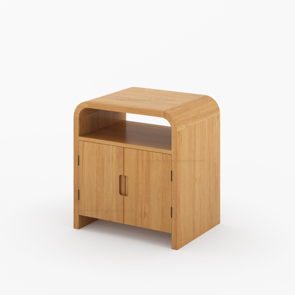 Chico Modern Solid Wood Two-Door Nightstand with Open Shelf