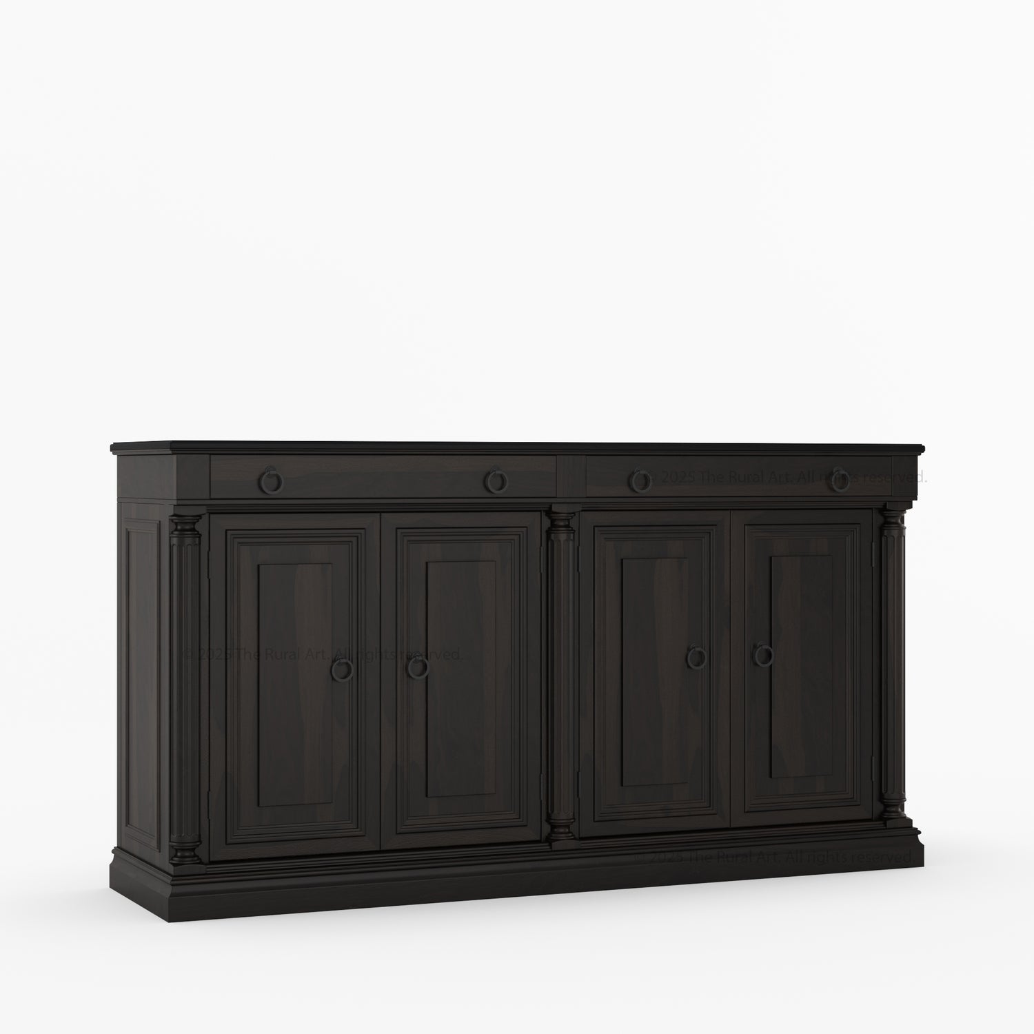 San Pedro Solid Wood Four Door Sideboard with Black Top