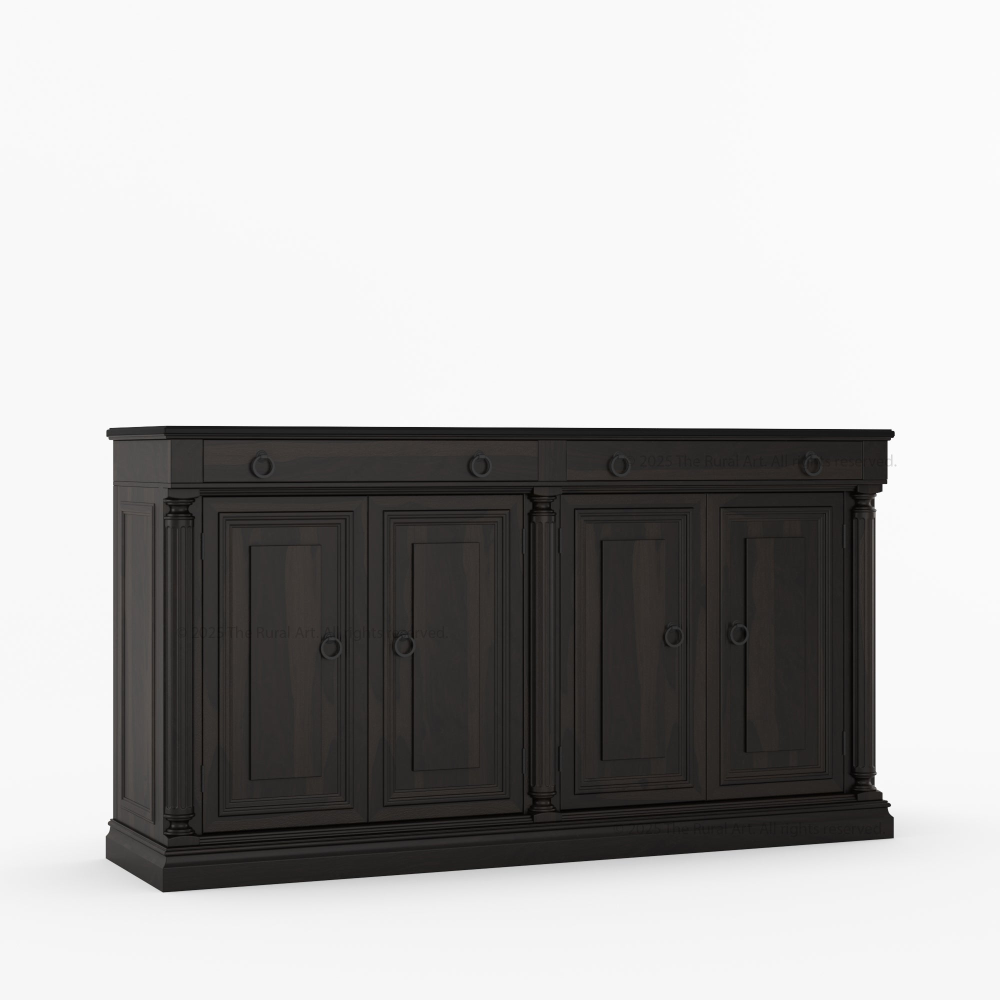 San Pedro Solid Wood Four Door Sideboard with Black Top