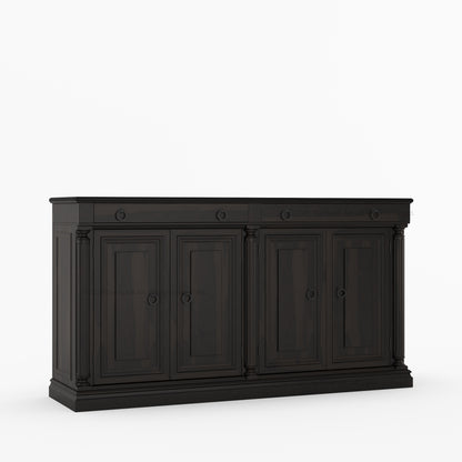 San Pedro Solid Wood Four Door Sideboard with Black Top