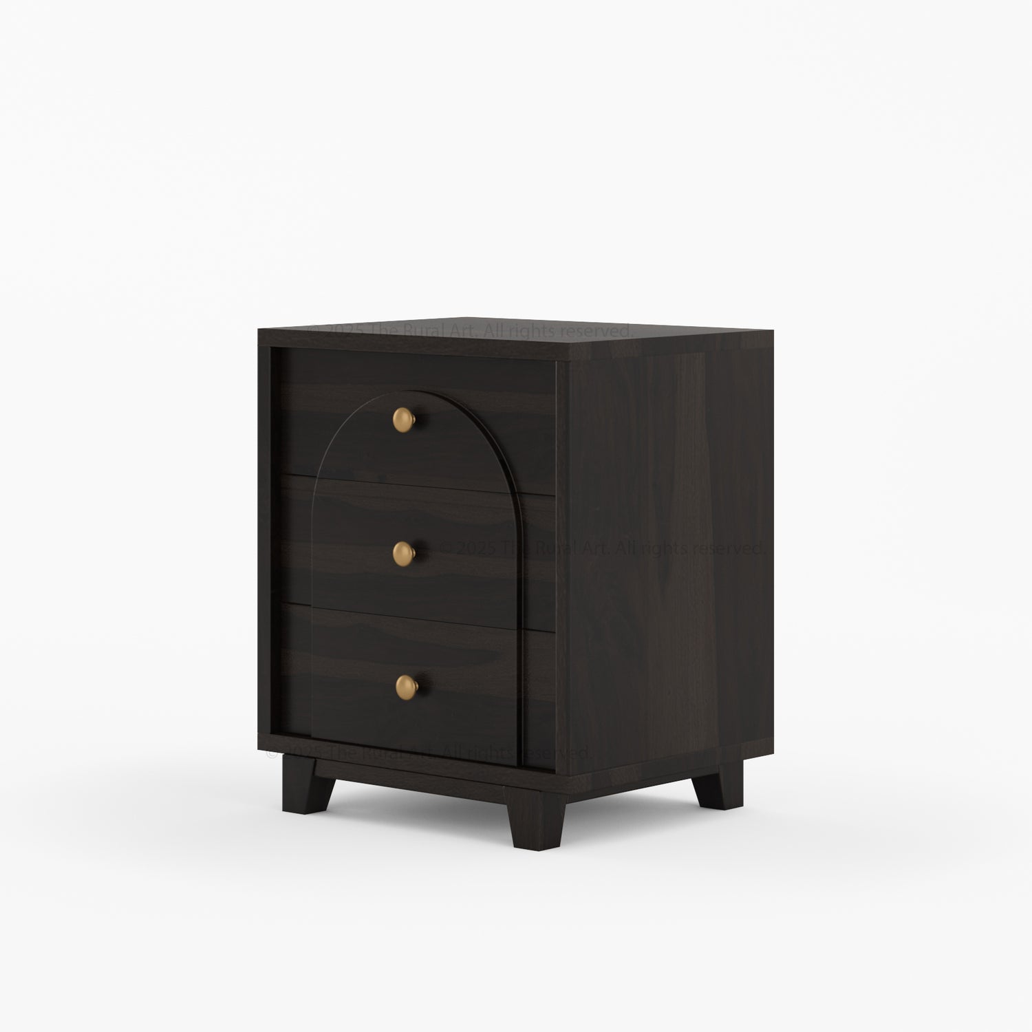 Livingston Solid Wood Nightstand with Arched Front &amp; Brass Knobs