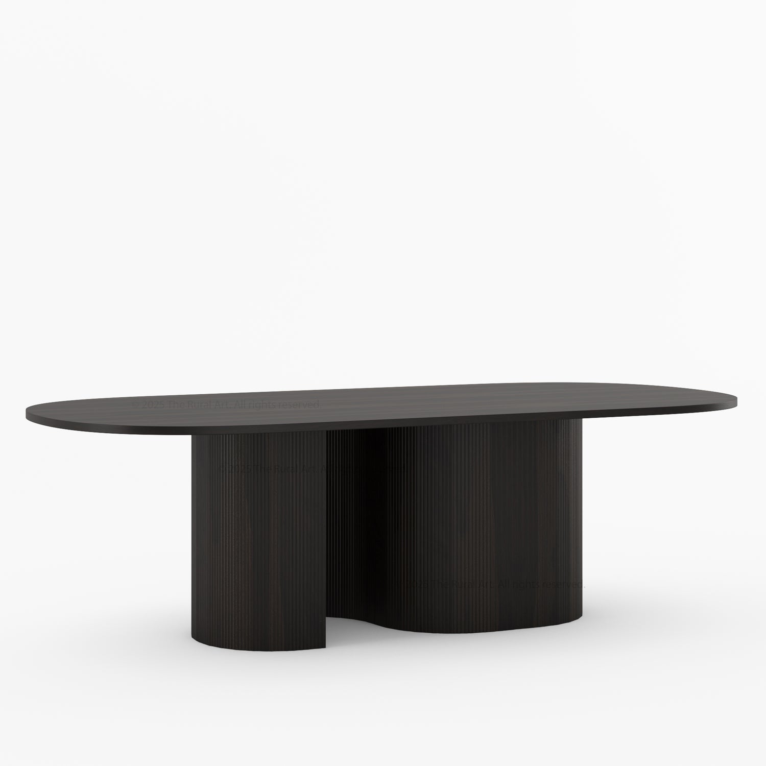 Connersville Modern Stone Top Dining Table with Sculptural Fluted Pedestal Base