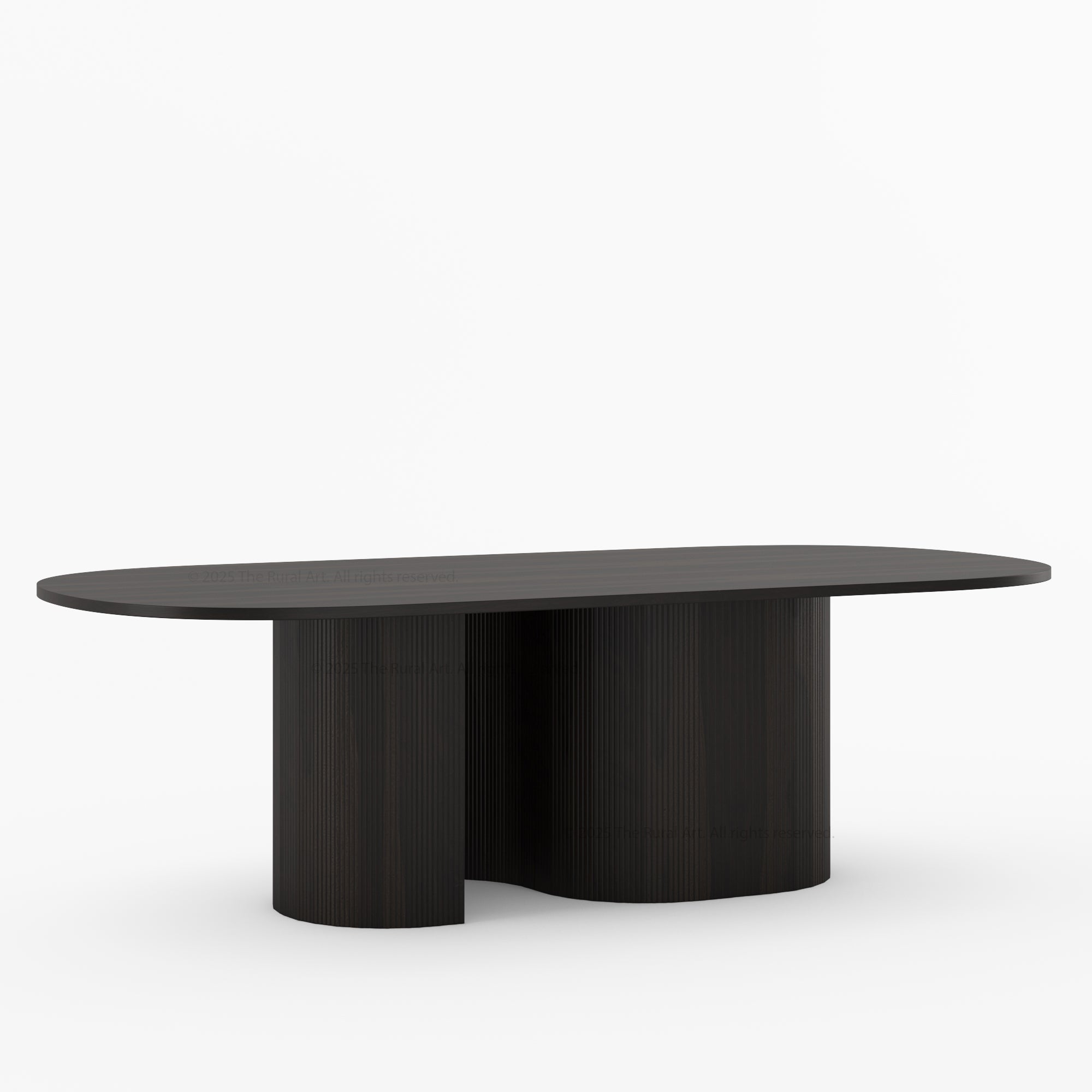 Connersville Modern Stone Top Dining Table with Sculptural Fluted Pedestal Base