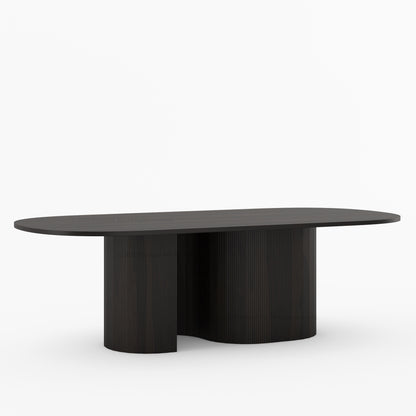 Connersville Modern Stone Top Dining Table with Sculptural Fluted Pedestal Base