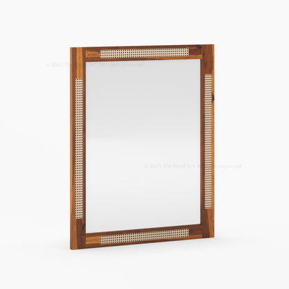 Hayward Handcrafted Solid Wood &amp; Cane Wall Mirror