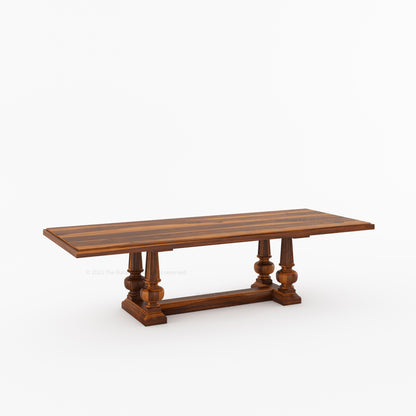 San Pedro Solid Wood Double Pedestal Dining Table – Rustic Grandeur Reimagined