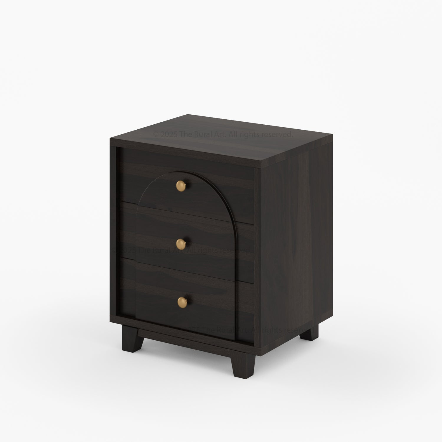 Livingston Solid Wood Nightstand with Arched Front &amp; Brass Knobs
