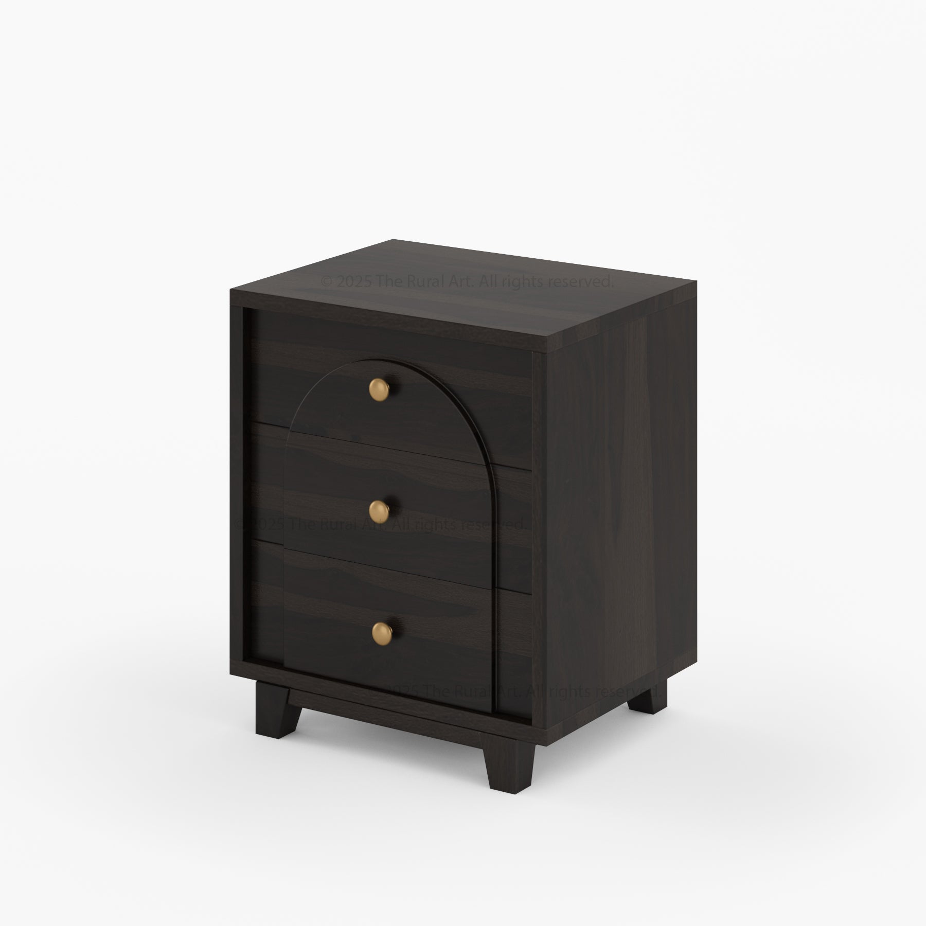 Livingston Solid Wood Nightstand with Arched Front &amp; Brass Knobs