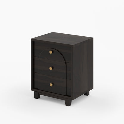 Livingston Solid Wood Nightstand with Arched Front &amp; Brass Knobs