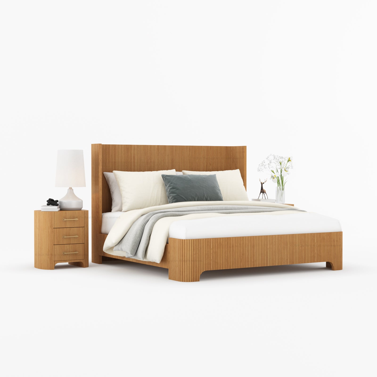 Bartow Modern Solid Wood Bedroom Set with Fluted Detailing
