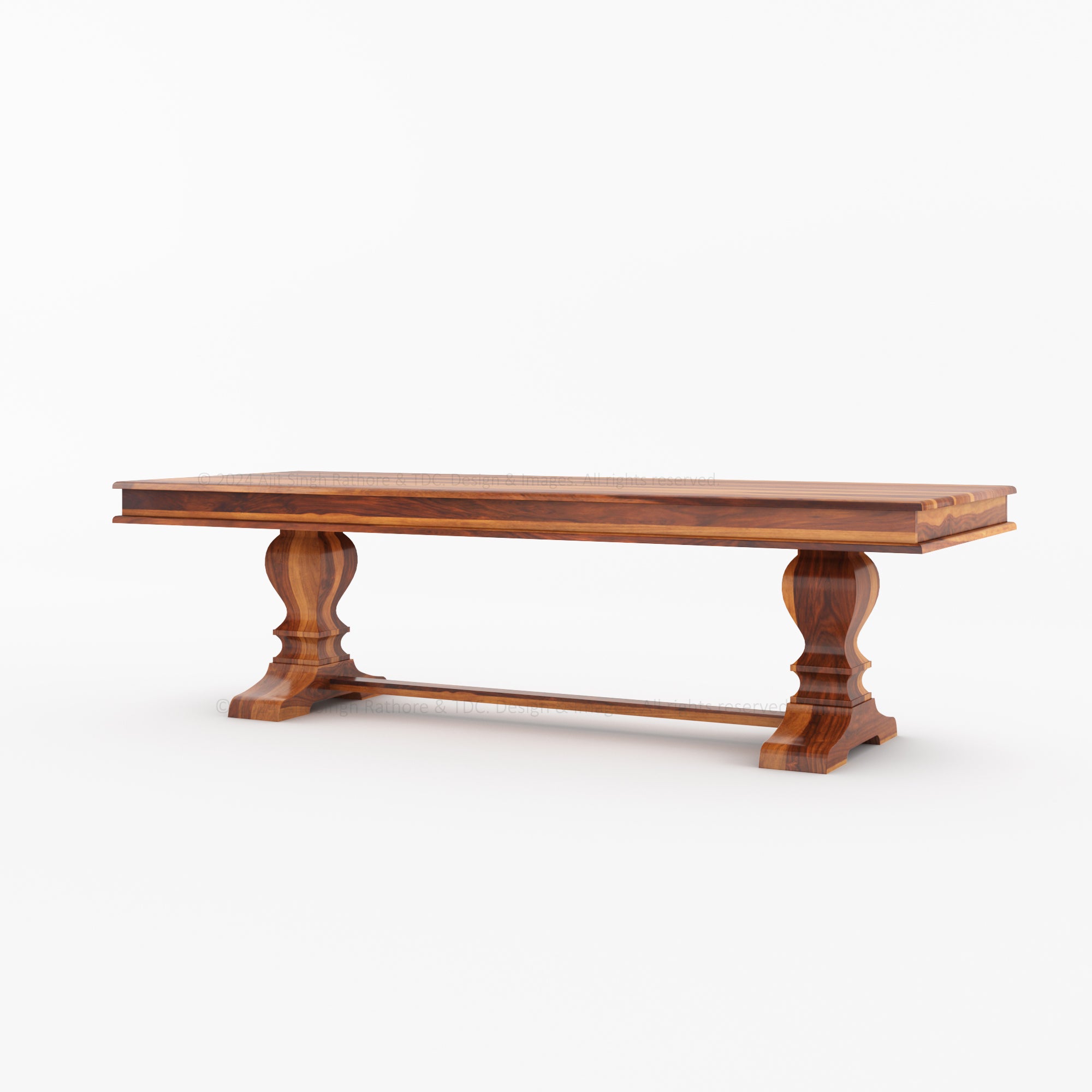 Sanford Solid Wood Dining Table with Dual Pedestal Legs