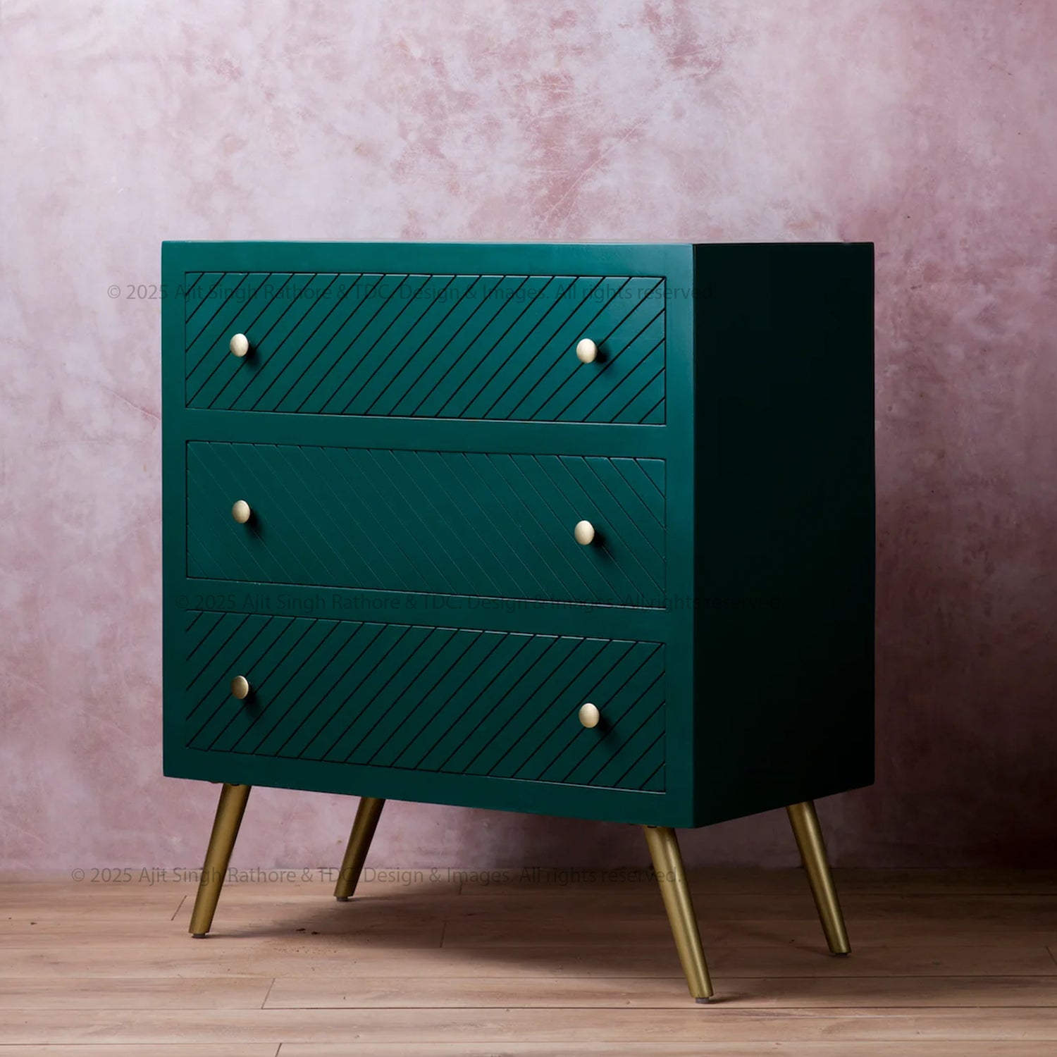 Rye Emerald Green Mid-Century Modern Chest of Drawers