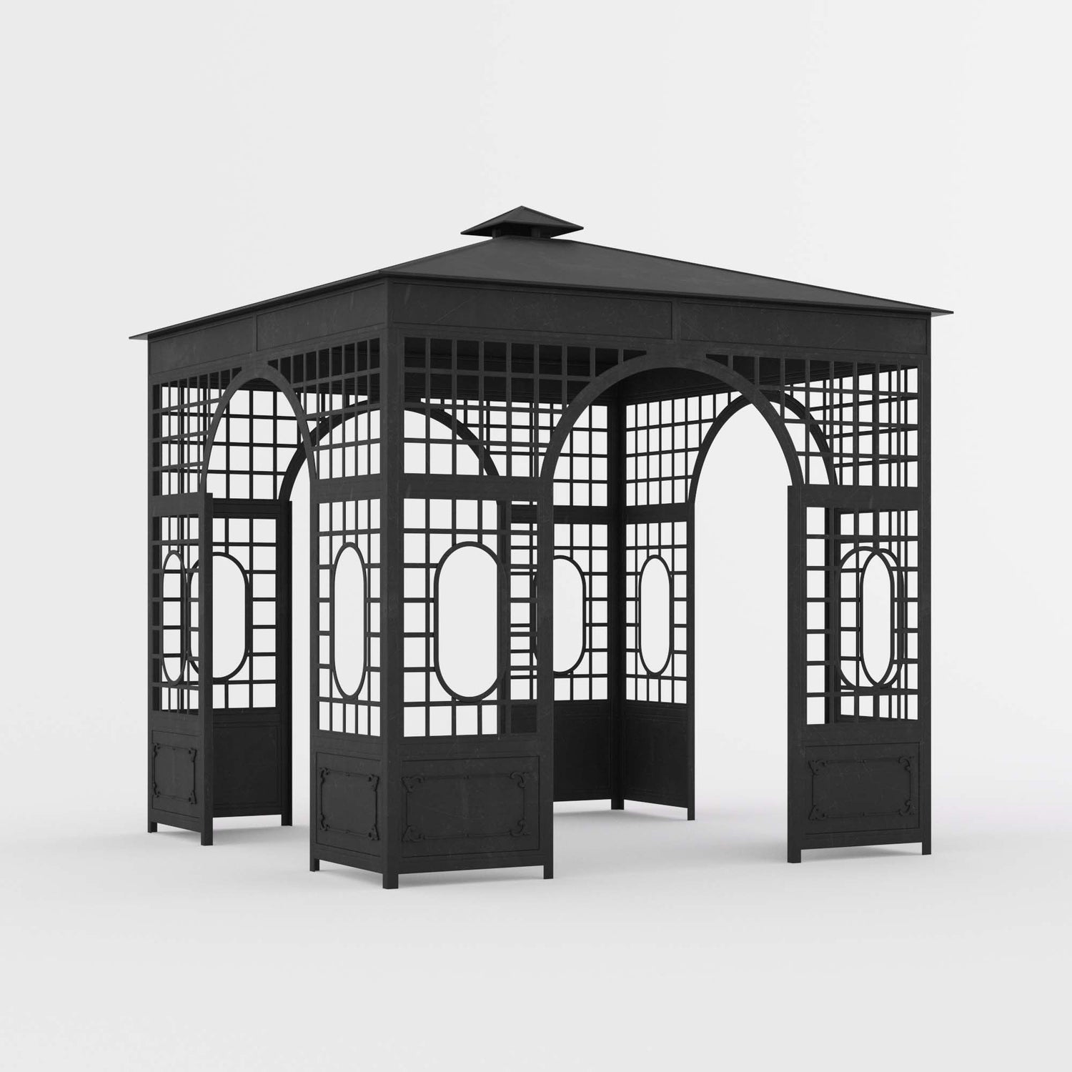Old Estate Wrought Iron Garden Gazebo – Timeless Architectural Elegance