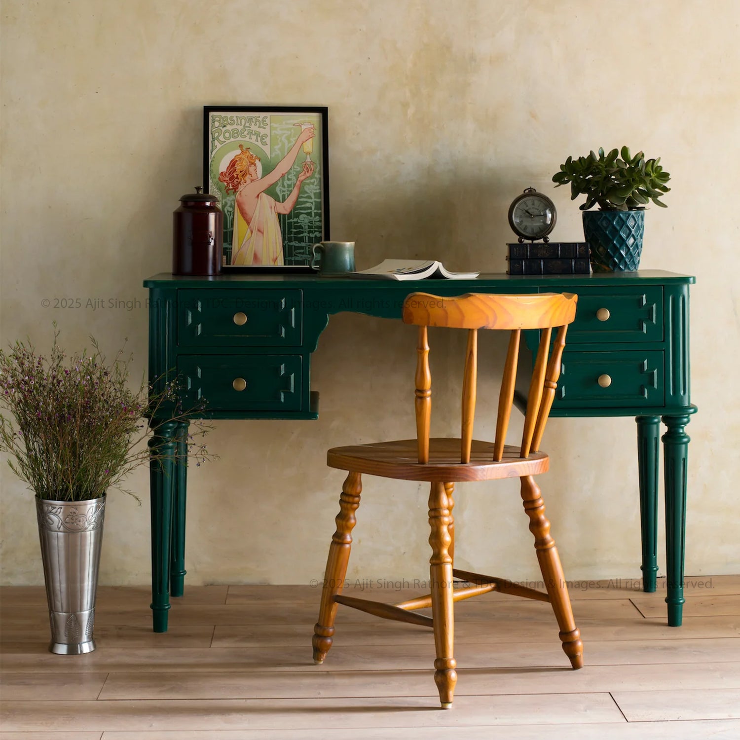 Herkimer Vintage Solid Wood Writing Console Desk