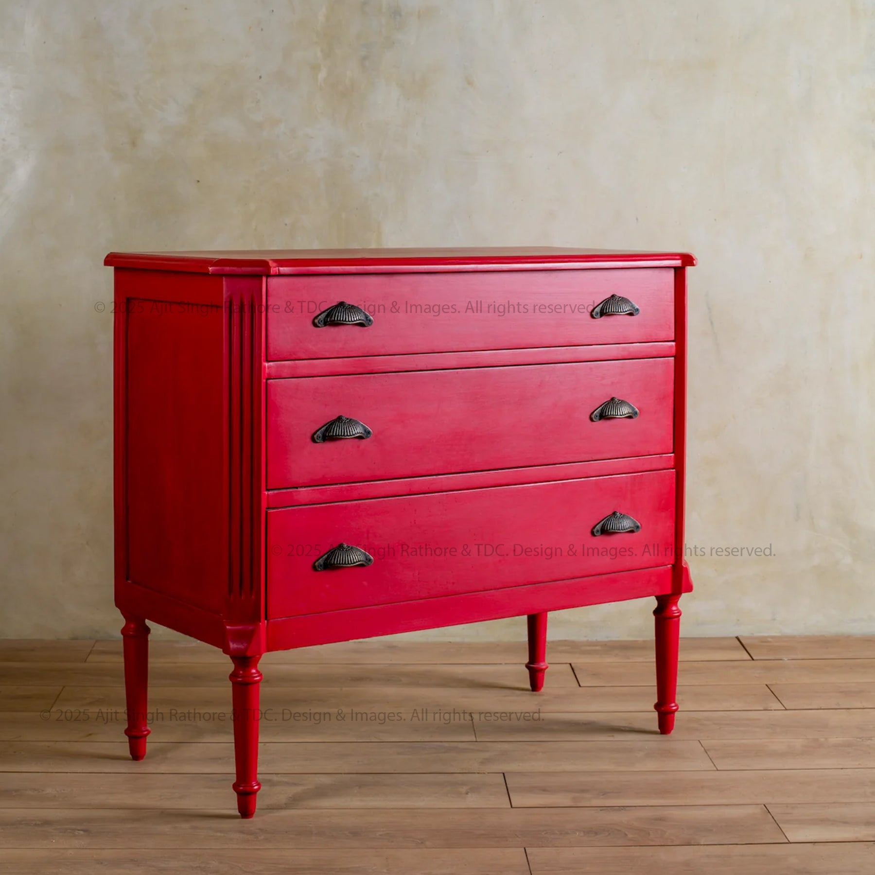 Scarsdale Vintage Red Solid Wood Chest of Drawers