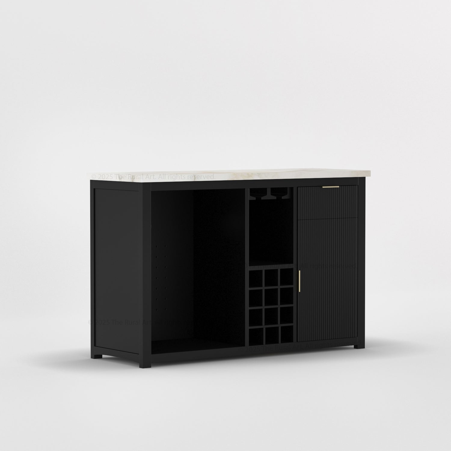 Sonoma Modern Black Bar Cabinet with Mini Fridge Space