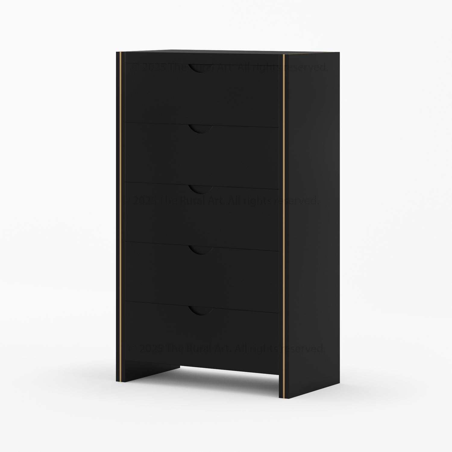 Branson Solid Wood Tall Dresser with Brass Inlay Accents