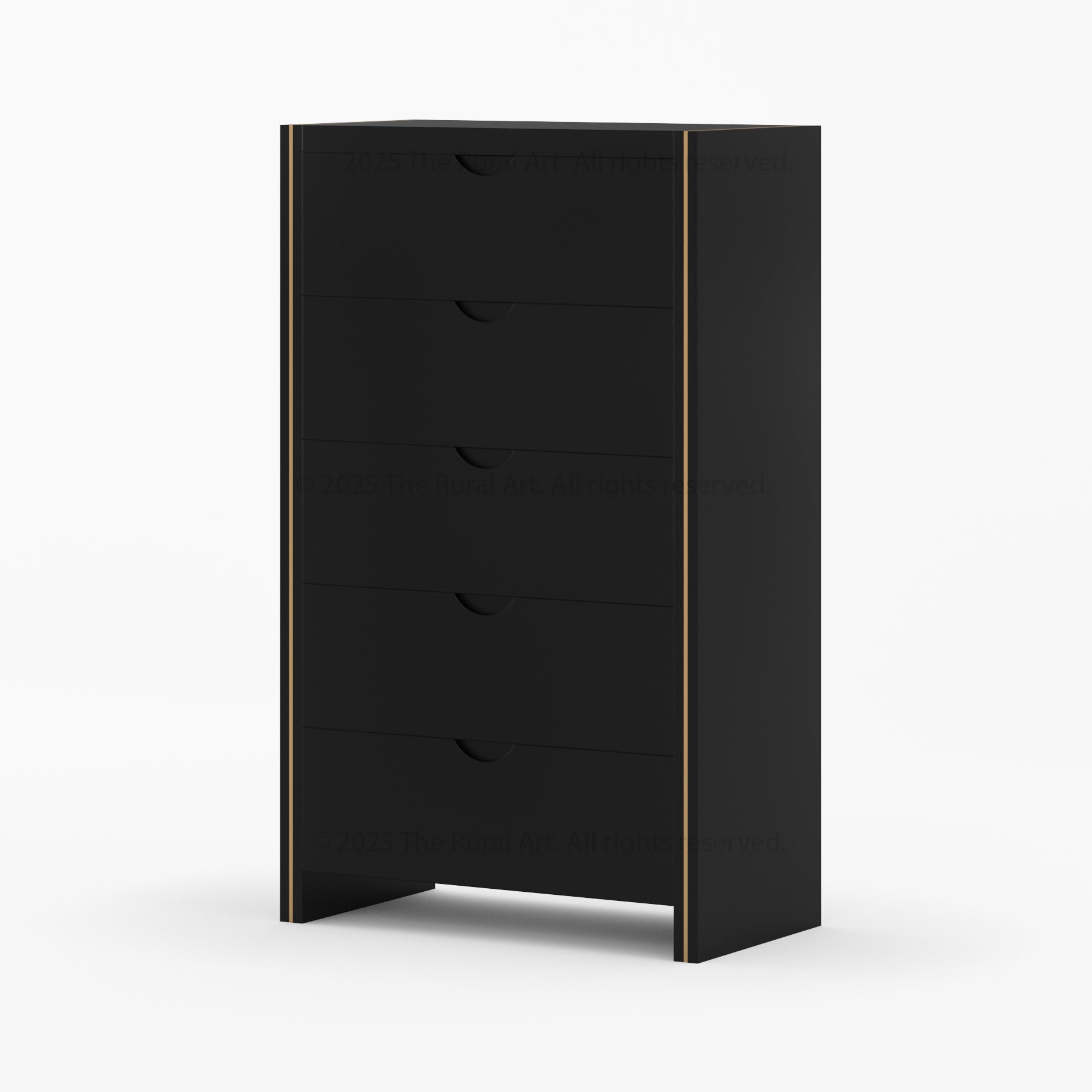 Branson Solid Wood Tall Dresser with Brass Inlay Accents