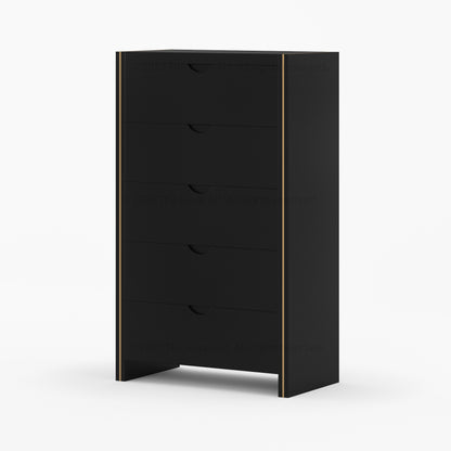 Branson Solid Wood Tall Dresser with Brass Inlay Accents