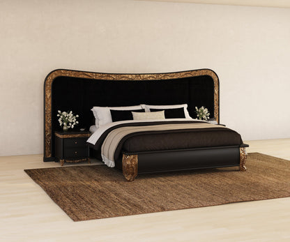 Versailles Grandeur Solid Wood Bedroom Set with Gold Leaf Carved Details