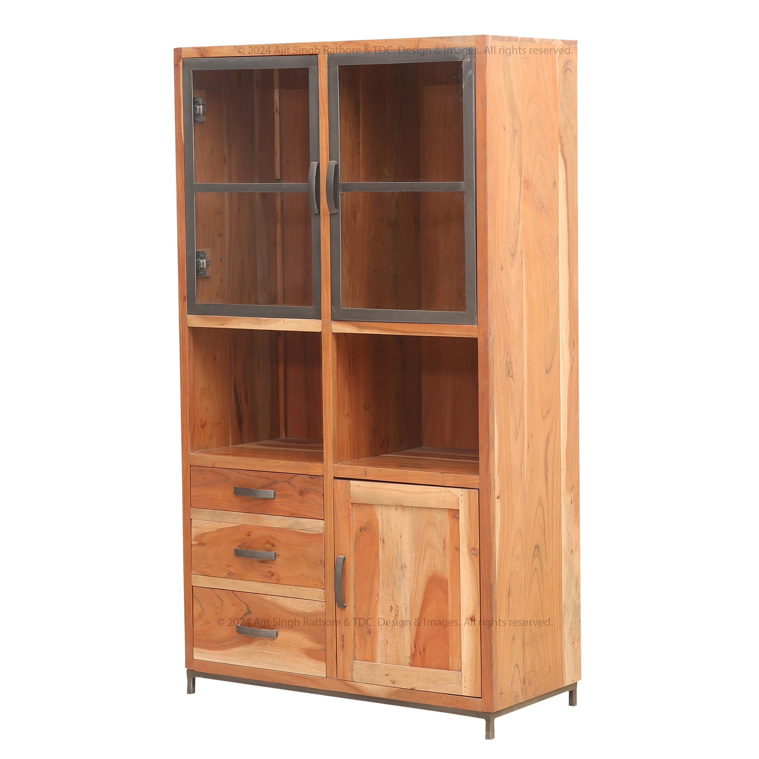 Trenton Industrial Solid Wood China Cabinet Hutch