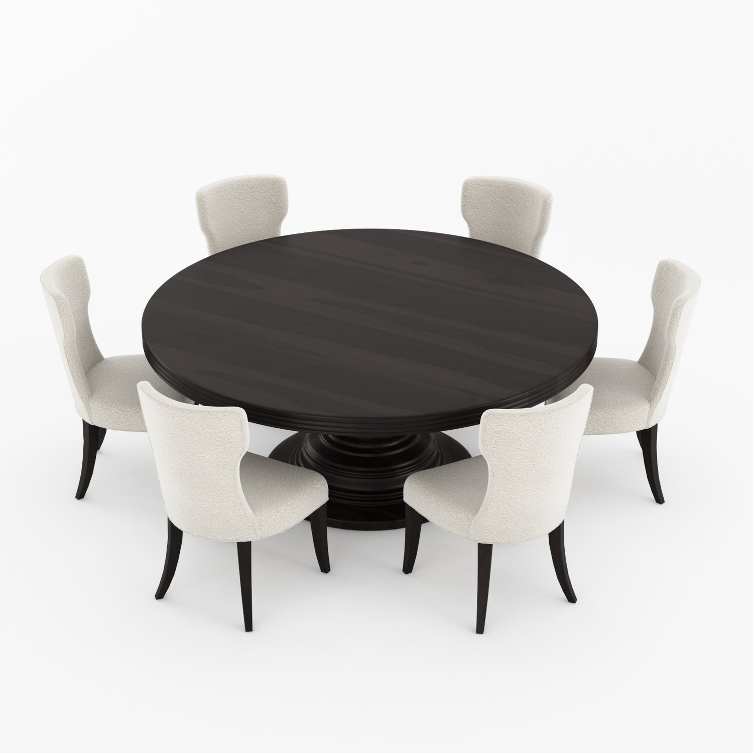 High Point Solid Wood Round Pedestal Dining Table &amp; Upholstered Chair Set