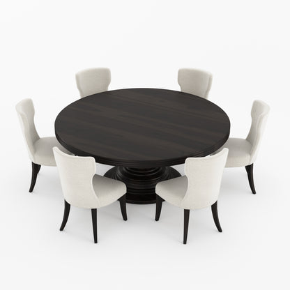 High Point Solid Wood Round Pedestal Dining Table &amp; Upholstered Chair Set