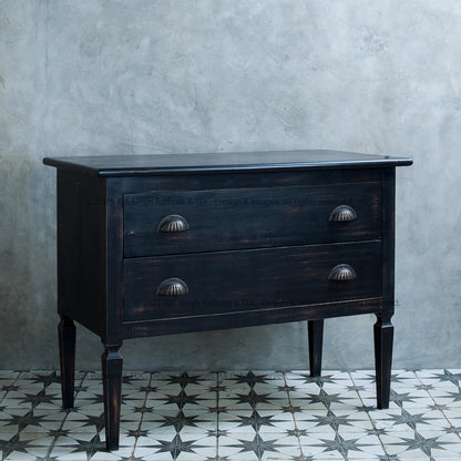 Seneca Falls Rustic Black Solid Wood Chest of Drawers