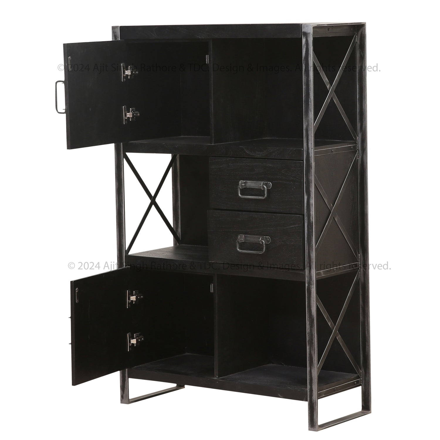 Weehawken Solid Wood Bookcase with Stainless Steel Frame