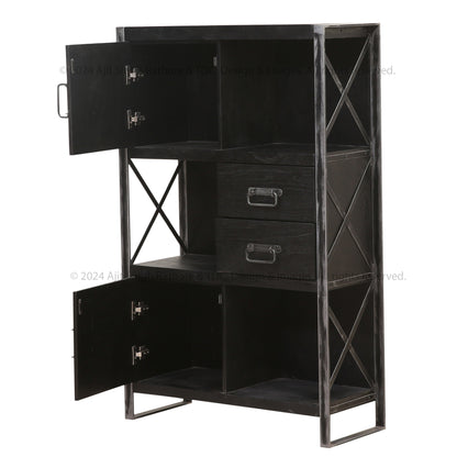 Weehawken Solid Wood Bookcase with Stainless Steel Frame
