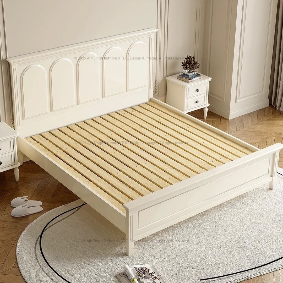 Snow Crest Solid Wood Panel Bed Elegant Heirloom Quality Bed Frame