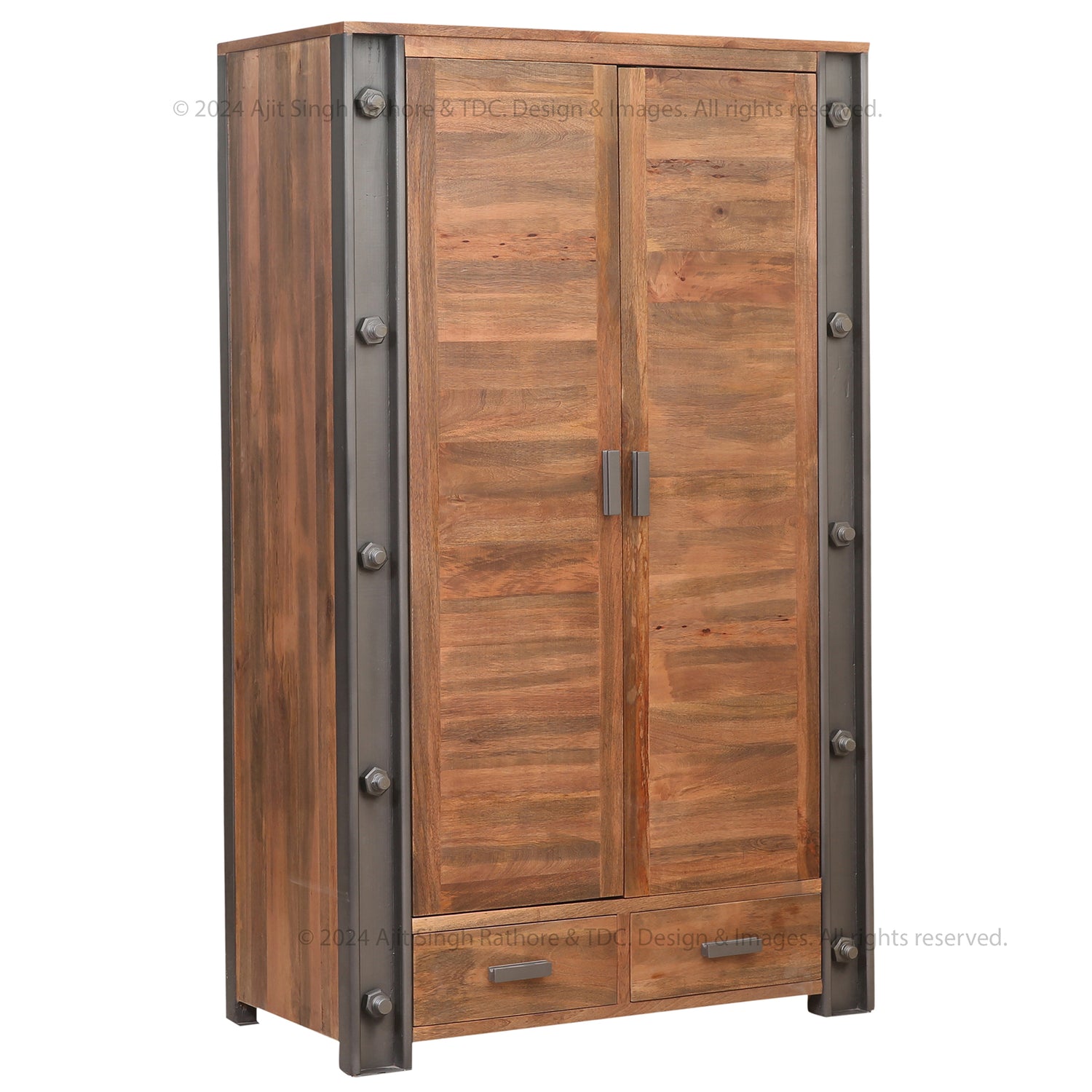 Montclair Industrial Rustic Solid Wood Armoire Wardrobe