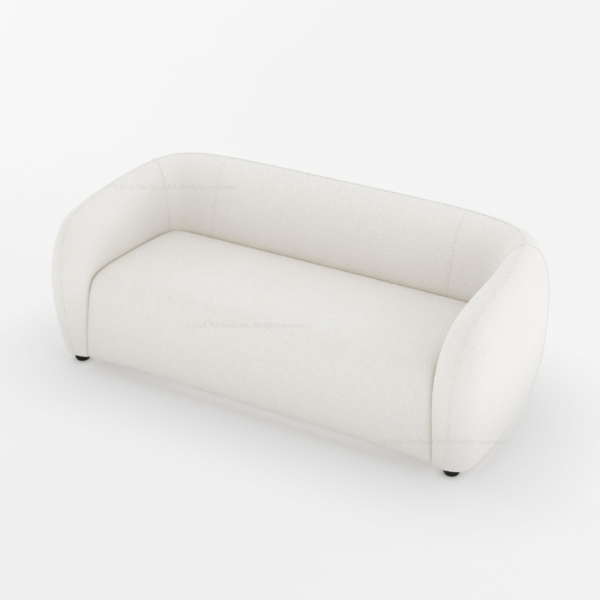 Jonesboro Modern Solid Wood Sofa with Boucle Upholstery and Curved Backrest