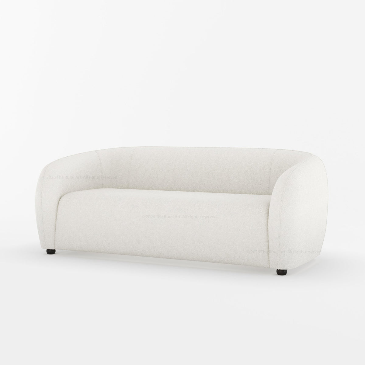 Jonesboro Modern Solid Wood Sofa with Boucle Upholstery and Curved Backrest