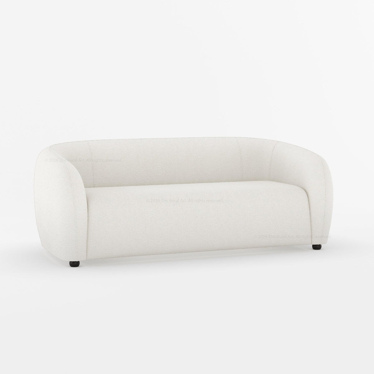 Jonesboro Modern Solid Wood Sofa with Boucle Upholstery and Curved Backrest