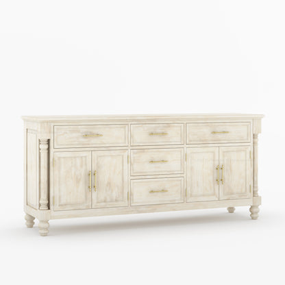 Indiana Traditional Solid Wood Sideboard with 5 Drawers and Cabinet Storage
