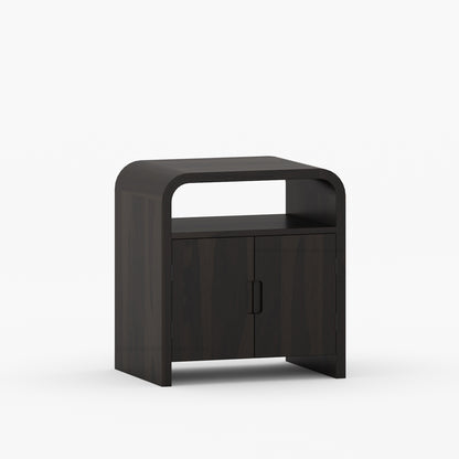 Chico Modern Solid Wood Two-Door Nightstand with Open Shelf