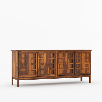 Manhattan Solid Wood Sideboard with Grid Panel Detailing