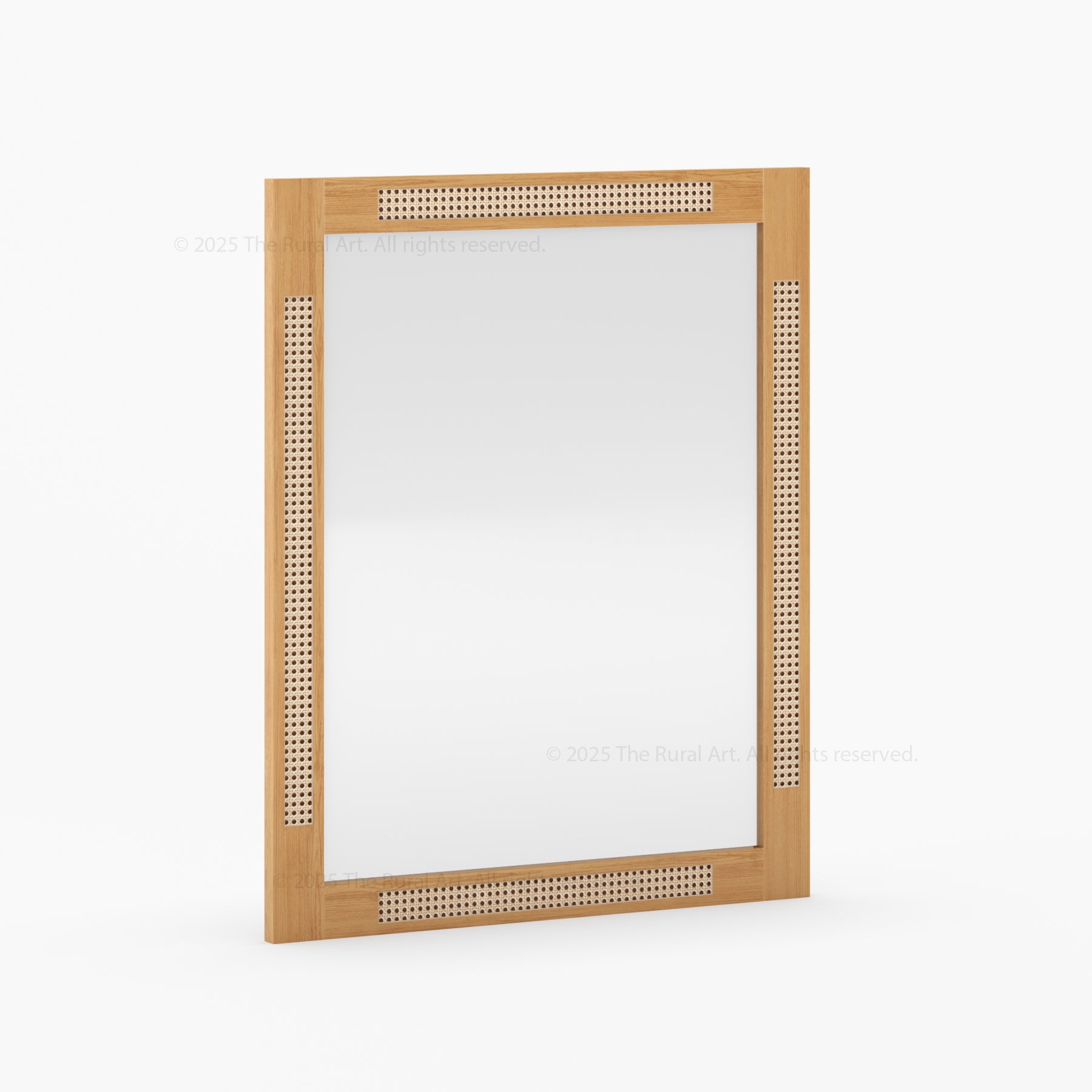 Hayward Handcrafted Solid Wood &amp; Cane Wall Mirror