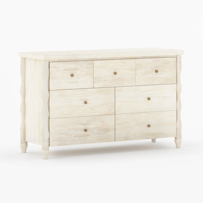 Jasper Solid Wood Dresser with Turned Legs &amp; Brass Knobs