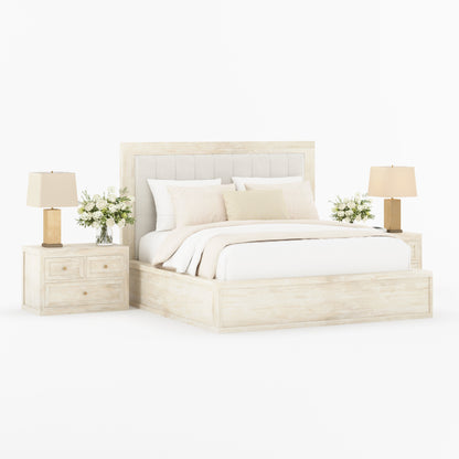 Seward Solid Wood Platform Bed with Boucle Upholstered Headboard