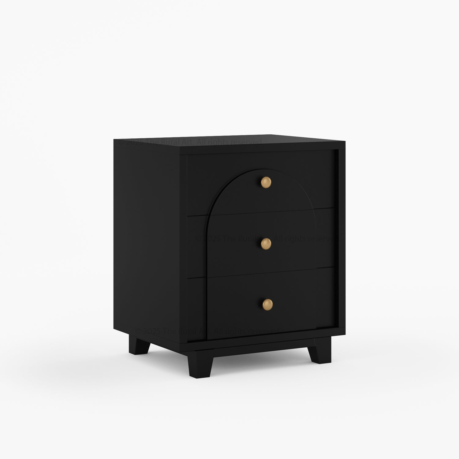 Livingston Solid Wood Nightstand with Arched Front &amp; Brass Knobs