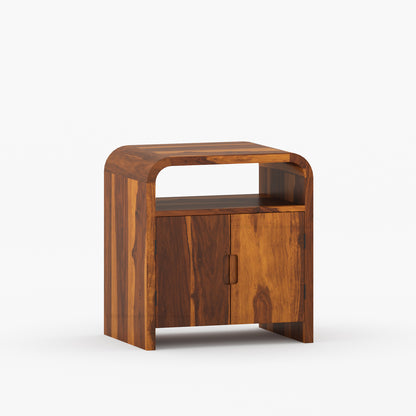 Chico Modern Solid Wood Two-Door Nightstand with Open Shelf