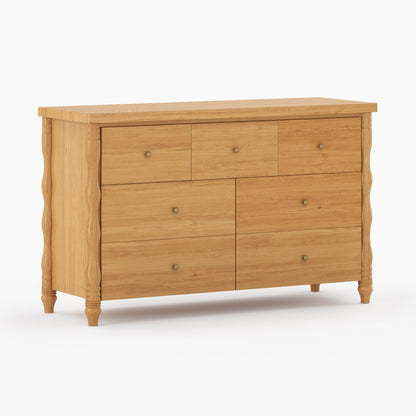 Jasper Solid Wood Dresser with Turned Legs &amp; Brass Knobs