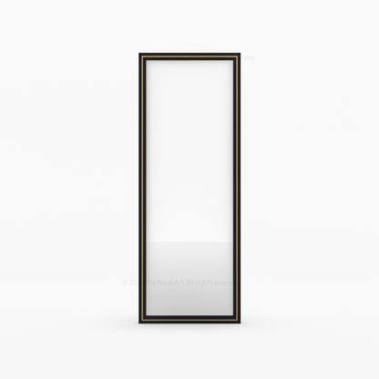 Branson Solid Wood Tall Mirror Frame with Brass Inlay Detailing